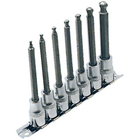 LHSW-3807 SAE 4" Long Ball Nose Socket Set, Hex Ball, 3/8" Drive, 7 Pcs Superchem Industries