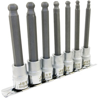 LHSW-3807M Metric 4" Long Ball Nose Socket Set, Hex Ball, 3/8" Drive, 7 Pcs Superchem Industries