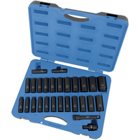 PS2712DC SAE/Metric Socket Set, 27 Pcs, Impact, 1/2" Drive Size, Deep Superchem Industries