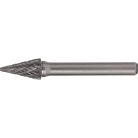 Solid Carbide Burrs - Pointed Cone Shape, SM-42, 1/8" Dia., 1/8" Shank, 7/16" Depth of Cut Superchem Industries