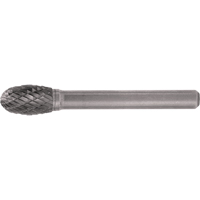 Solid Carbide Burrs - Oval Shape, SE-1, 1/4" Dia., 1/4" Shank, 3/8" Depth of Cut Superchem Industries