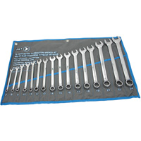 Jeux de cl&eacute;s mixtes combin&eacute;es longues enti&egrave;rement polies, Combinaison, 16 morceaux, M&eacute;trique Superchem Industries
