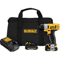 Ensemble de tournevis max, 1/4", 12 V, 160 UWO couple max., Lithium-ion bloc-pile Superchem Industries