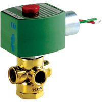 3-Way Direct Acting Universal Solenoid Valves, 1/4" Pipe, 100 psi Superchem Industries