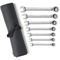 72-Tooth 12 Point Reversible Ratcheting SAE Wrench Set with Tool Roll, Combination, 7 Pieces, Imperial Superchem Industries