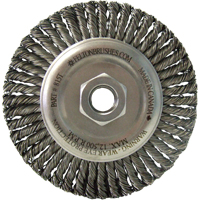 Wire Wheel Brushes, 5-7/8" Dia., 0.02" Fill, 5/8"-11 Arbor, Steel Superchem Industries