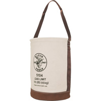 Bucket with Leather Bottom, 17" H, Canvas, Beige Superchem Industries