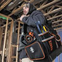 Tradesman Pro Tool Tote, Ballistic Nylon, 40 Pockets, Black/Orange Superchem Industries