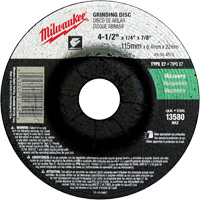 Grinding Wheel, 4-1/2" x 1/4", 7/8" Arbor, Silicon Carbide, Type 27 Superchem Industries