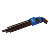 Extra Long Arm Ball Hex Key Set, 9 Pcs., Metric Superchem Industries