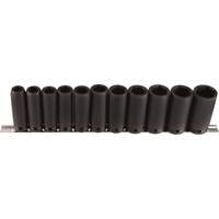 Long Socket Set, 11 Pcs, Impact, 1/2" Drive Size, Deep Superchem Industries