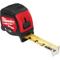Stud Tape Measure, 1-5/16"/33 mm x 26'/8 m, Imperial & Metric Graduations Superchem Industries