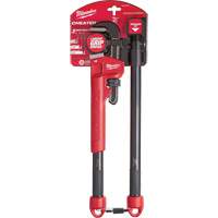 Cheater Adaptable Pipe Wrench, 2-1/2" Jaw Capacity, 18"/24"/10" Long, Powder Coated Finish, Ergonomic Handle Superchem Industries