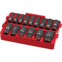 Shockwave Impact Duty Packout SAE Socket Set, 15 Pcs, Impact, 1/2" Drive Size, Deep Superchem Industries