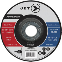 A60T PowerPlus Cut-Off Wheel, 5" x 3/64", 7/8" Arbor, Type 27, 12200 RPM Superchem Industries