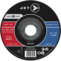 A60PX Power-Xtreme Cut-Off Wheel, 6" x 3/64", 7/8" Arbor, Type 27, 10200 RPM Superchem Industries