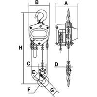 KCH Series Chain Hoists, 20' Lift, 2200 lbs. (1 tons) Capacity, Alloy Steel Chain Superchem Industries