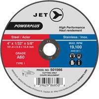 Meules &agrave; tronçonner en acier pour rectifieuses Powerplus, 4" x 1/32", Arbre de 5/8", Type 1, 19100 Tr/min Superchem Industries