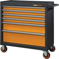 GSX Series Rolling Tool Cabinet, 6 Drawers, 36" W x 18-1/5" D x 37-2/5" H, Black/Orange Superchem Industries