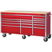 PRC7215 Pro Series Roller Cabinet, 15 Drawers, 72" W x 24" D x Red Superchem Industries