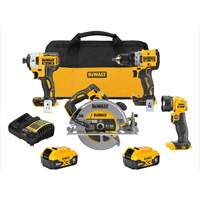 Ensemble de quatre outils combin&eacute;s sans fil et sans balai XR, Lithium-ion, 20 V Superchem Industries