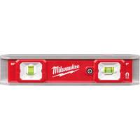 Torpedo Level with Lighted Vials, 9" L, Aluminum, 2 Vials, Magnetic Superchem Industries