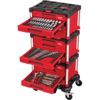Ensemble maître de 366 outils &agrave; main pour m&eacute;caniciens avec tiroirs PACKOUT et diable, 16-3/10" x 22-1/5" x 48-5/8", Noir/Rouge Superchem Industries