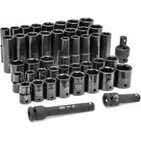 6 Point SAE/Metric Socket Set, 44 Pcs, Impact, 1/2" Drive Size, Deep Superchem Industries