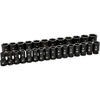 6 Point Metric Socket Set, 28 Pcs, Impact, 3/4" Drive Size, Deep Superchem Industries
