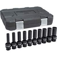 6-Point Universal Metric Socket Set, 10 Pcs, Impact, 1/2" Drive Size, Deep Superchem Industries