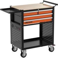 Utility Cart, 4 Drawers, Black/Orange Superchem Industries