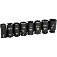 6 Point SAE Socket Set, 8 Pcs, Impact, 3/4" Drive Size, Deep Superchem Industries
