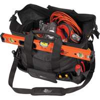 Phantom Collection 18" Contractor's Tool Bag, Ballistic Polyester, 25 Pockets, Black Superchem Industries