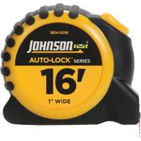 Ruban &agrave; mesurer Auto-Lock avec agrafe de ceinture en acier, 1" x 16', Marques de goujon 1/16" Superchem Industries