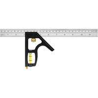 Heavy-Duty Inch/Metric Combination Square, 12" L, 1/8"/1/16"/1/32" Graduations, Stainless Steel Superchem Industries