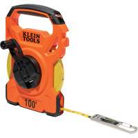 Open Reel Tape Measure with Single Hook & Carabiner, 1/2" x 100', 1/10" Graduations Superchem Industries