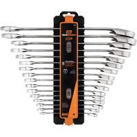 90-Tooth 12-Point Reversible Wrench Set, Ratcheting Box, 16 Pieces, Metric Superchem Industries
