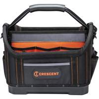 14" Tradesman Open Top Tool Bag, 1680 Denier/Polyester, 25 Pockets, Black/Grey/Orange Superchem Industries