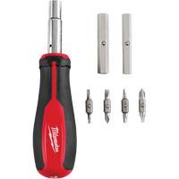 11-in-1 Magnetic 1/4" & 3/8" Drive Multi-Bit Screwdriver, 8" L, Cushion Grip Handle Superchem Industries