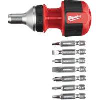 8-in-1 Compact Ratcheting 1/4" Drive Multi-Bit Driver, Cushion Grip Handle Superchem Industries