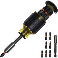 Tournevis tronqu&eacute; multi-embouts de longueur ajustable 8-en-1, 4-4/5" lo, Prise Coussin&eacute;e Superchem Industries