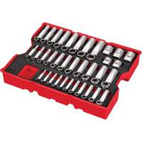 1/4”, 3/8” & 1/2” Drive SAE Socket Set with Tray for PACKOUT Drawers, 65 Pcs Superchem Industries