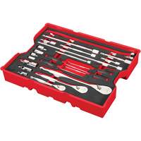 1/4”, 3/8” & 1/2” Drive Ratchet & Accessory Set with Tray for PACKOUT Drawers, 23 Pcs Superchem Industries
