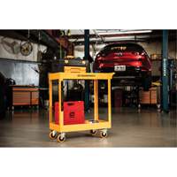 Chariot utilitaire automobile &agrave; deux tablettes en acier, 36" lo x 16" la x 33" h, Orange Superchem Industries
