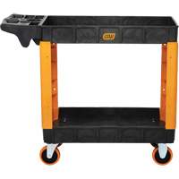 Chariot utilitaire robuste &agrave; 2 tablettes, 41" lo x 17" la x 34" h, Noir/Orange Superchem Industries