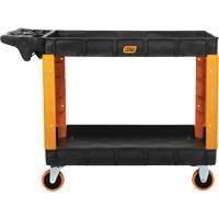 Chariot utilitaire robuste &agrave; 2 tablettes, 46" lo x 26" la x 34" h, Noir/Orange Superchem Industries