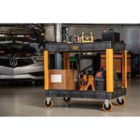 Chariot utilitaire robuste &agrave; 2 tablettes, 46" lo x 26" la x 34" h, Noir/Orange Superchem Industries