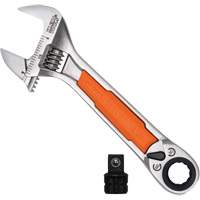 KNECT Adjustable Wrench with Pass-Through Ratchet, 6" L, 15/16" Max Width, Chrome Superchem Industries