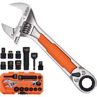 KNECT Adjustable Wrench with Pass-Through Ratchet Set, Adjustable, 10 Pieces, Imperial and Metric Superchem Industries
