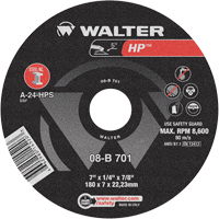HP Depressed Center Grinding Wheel, 7" x 1/4", 7/8" Arbor, Type 28 Superchem Industries